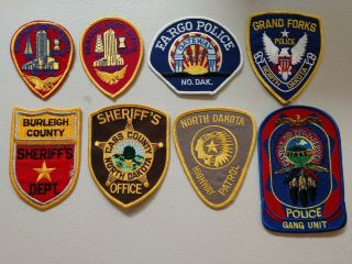 8 Different North Dakota Police And Sheriff Patches