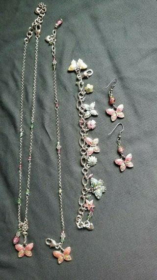 Brighton Set " Flutter " Vintage Butterfly Bracelet,  Necklace,  Anklet And Earrings