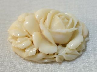 Vintage Natural Untreated Hand Carved White Coral Rose Loose 12g