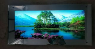 Vintage Light - Up Picture W/ Sound 39 " X 19 " Motion Picture Lake With Mountains