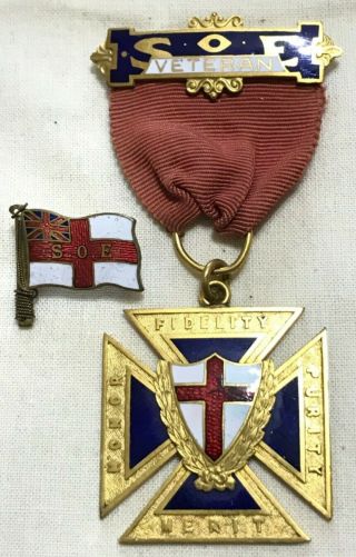 S.  O.  E.  Veteran Medal & Lapel Pin,  Named