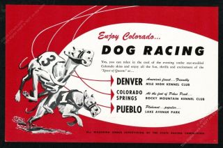 1952 Greyhound Dog Racing Art Mile High Kennel Club Denver Vintage Print Ad