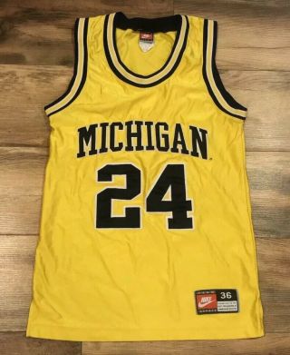 Michigan Wolverines Jimmy King 24 Vintage Nike Authentic Basketball Jersey 36 S
