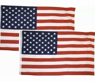 2 Pack - 3x5 Ft American Flag W/ Grommets Usa United States Of America Us Flags