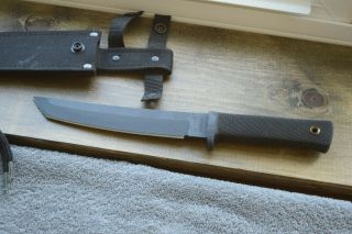 Vtg Recon Tanto Cold Steel Carbon V Usa Fixed Blade Knife W/ Sheath Black