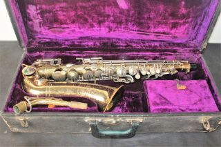 Vintage Buescher Aristocrat Alto Saxophone With Case Needs Work