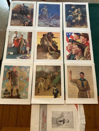 Boy Scouting Through The Eyes Of Norman Rockwell 9 Art Prints 3001 In Envelope