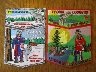 Boy Scout Oa Ty - Ohni Lodge 95 2001 65th & 2002 Noac Flap Set Otetiana Council Ny