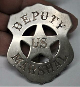 Reproduced 1874 Style - Deputy Us Marshal - Shield Shape Badge With Star Center