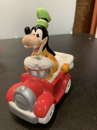 Disney Goofy Hot Rod Red Car Salt & Pepper Goofy Sits In Car