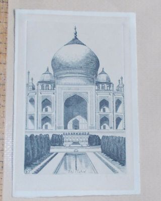19th Century Etching Of The Taj Mahal