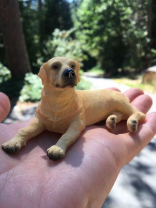 Yellow Labrador Retriever Dog Statue 4.  75 " Long Collectible Figurine Canine