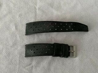 Vintage Tropic Swiss Made Mod Dep Black Watch Strap Band 19mm Curved Ends Acier