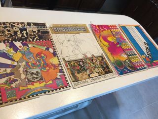 Vtg 1969 1970 Peter Max Art Poster Print Set Of 4 Catch 13 Apollo 11 Psychedelic