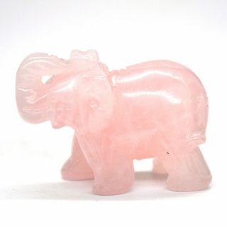 2 " Pink Rose Quartz Elephant Statue Natural Animal Figurine Healing Crystal Gift