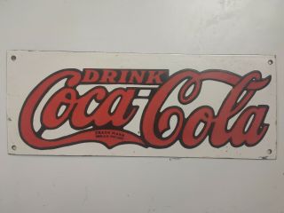 Vintage Drink Coca Cola Porcelain Enamel Sign.