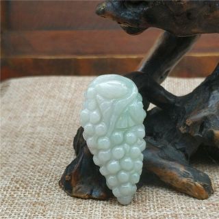 100 Chinese Master Delicate And Natural Hand - Carved Jadeite Jade Grape Pendant