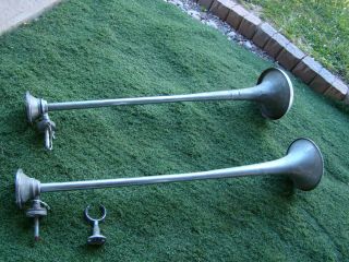 Vintage Large 38 " Grover Products Air Horn Chrome Emergency Fire Train Horn