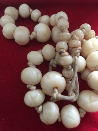 VICTORIAN ANTIQUE CHINESE CANTONESE CARVED BOVINE BONE BEAD NECKLACE ?? 3
