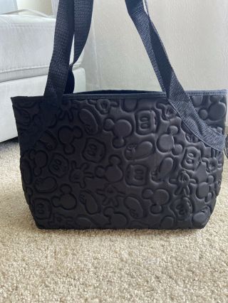 Walt Disney World Parks Black Mickey Mouse Tote Bag With Mickey Zipper