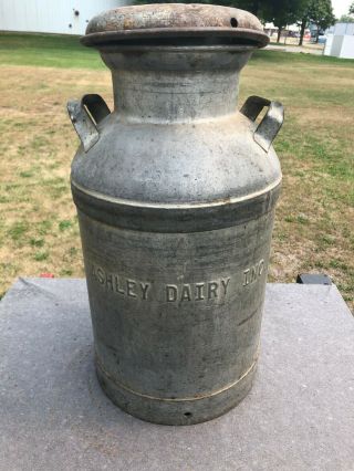 Vintage Stainless Steel Milk Can 10 Gallon With Lid