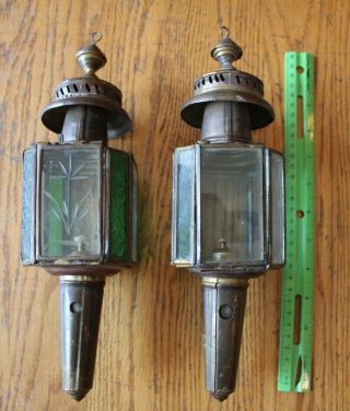 Vintage Brass Buggy Carraige Oil Lanterns Lamp Candle Stagecoach For Restoration