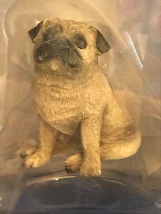 Hand Painted Sandicast " Small Size " Sitting Fawn Pug Dog Sculpture