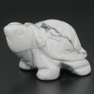 1.  5 " Turtle Tortoise Natural Gem White Howlite Turquoise Carved Animal Figurine