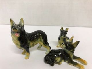Vintage Miniature German Shepard Dog Family Porcelain Figurines