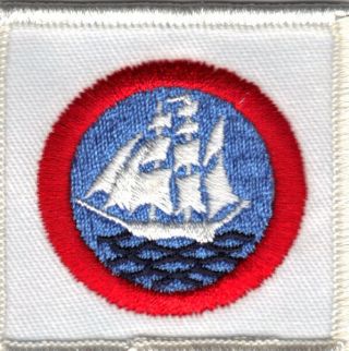 Sea Scout Long Cruise Patch,  White Background,  W/ " Scout Stuff " Backing,