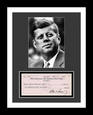 John F Kennedy Signed Bank Check Auto Photo Print Display Ready 2 Frame