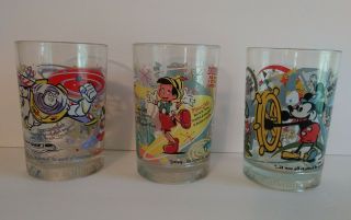 Vintage Walt Disney World Mcdonalds 100 Years Of Magic Glasses Set Of 3