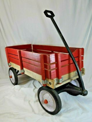 Vintage Radio Flyer Town And Country Wagon Red Early 80s Wood 4 Removable Sides