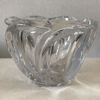 Vintage Vannes Chatel Avitra French Crystal Art Glass Bowl Vase Modern France 60