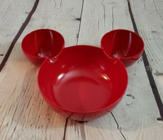 Mickey Mouse Disney Zak Designs Melamine Chip And Dip Bowl Red