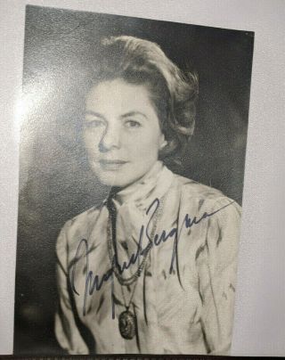 Signed Autographed Vintage 4 " X6 " Photograph Photo Of Ingrid Bergman With