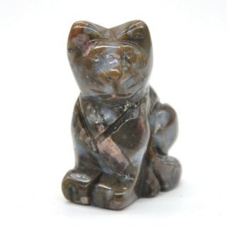 1.  5 " Stone Carving Cat Figurine Texas Llanite Blue Opal Crystal Healing Decor