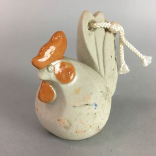 Japanese Clay Bell Dorei Ceramic Lucky Charm Pottery Zodiac Rooster Dr225