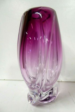 Vintage Art Glass Heavy Quality Studio Artist Signed Vase