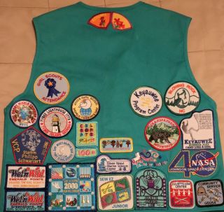 Vintage Girl Scout Vest With Patches And Pins
