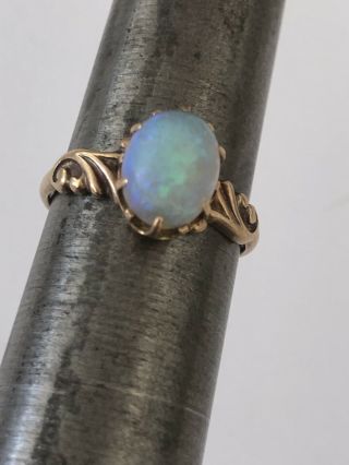 Vintage 10k Gold Opal Old Ring Sized To 5 1/4