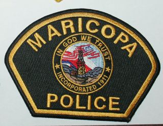 Defunct Maricopa Police Kern County California Ca Pd 2010 Short Lived Us Flag