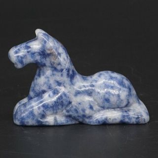 1.  5 " Horse Statue Natural Gemstone Blue Spot Jasper Carved Animal Figurine Decor