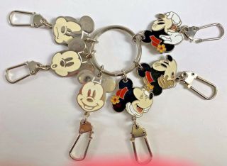 Disney Mickey Minnie Mouse Expressions 6 Clip Metal Key Chain Ring