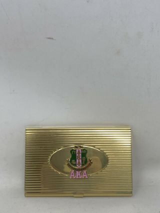 Alpha Kappa Alpha Sorority Gold Pink Green Business Card Case Aka