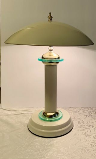Vintage 17.  5 " ” White Mid Century Atomic Flying Saucer Ufo Retro Touch Lamp