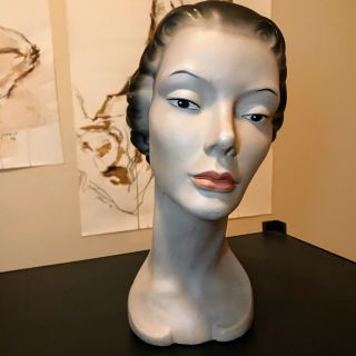 Vintage 1950s Mid Century Female Mannequin Head Neck Display