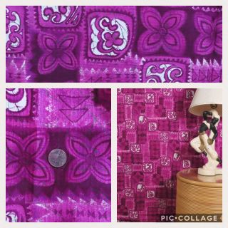 Deadstock Vtg 60s Hawaiian Tiki Barkcloth Fabric,  6,  Yards,  Perfect Mod Decor