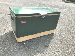 Vintage 1975 Coleman Green Steel Cooler Ice Chest 28”x15”x16” Large