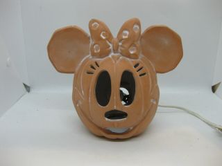 Disney Minnie Mouse Holiday Terracotta Pottery Pumpkin Night Light By Enesco